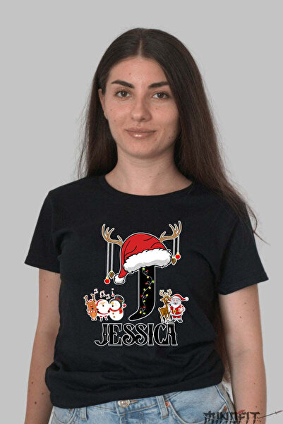 GILDAN Tricou Craciun Jessica Litera J Cu Reni Si Mosul Femeie