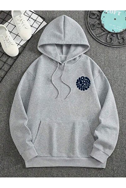 LAYORA Men's Loose Cut Moon Thief Printed Pocket Hooded Sweatshirt, Autumn/Winter