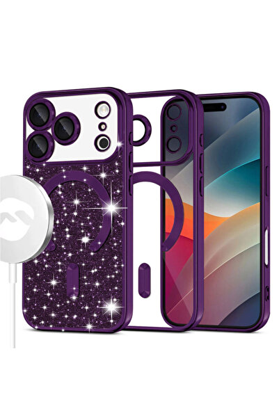 Apple Husa MagSparks » iPhone 17 Pro, Sclipici, Strat Dublu, Capac Lentilă, Mov Intens