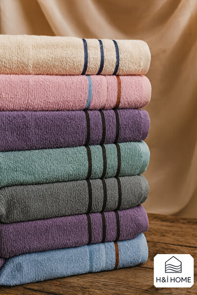 H&İ HOME TEXTILE سلسلة إيكو - مناشف لليدين والوجه مقاس 50×90 سم، عبوة من 7 قطع