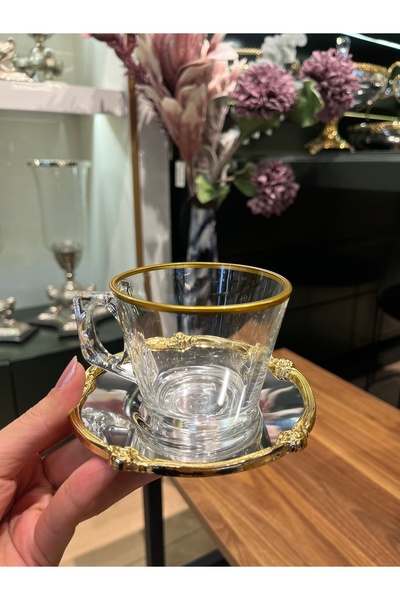 P&ORA PREMIUM KITCHEN PRODUCTS METAL TABAK GOLD GÜMÜŞ DETAYLI ZAMAKLI 6 KİŞİL...