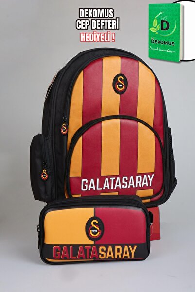 Galatasaray New Season Licensed Partial School Bag and Pencil Case with a Gift of a Dekomus Pocket Notebook