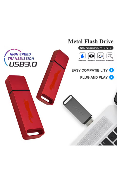 Generic 16TB USB Flash Drive – Huge Storage, High-Speed USB 3.2, Portable Thumb Drive, Gray & Red Compatible
