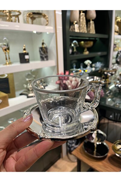 P&ORA PREMIUM KITCHEN PRODUCTS METAL TABAK GUMUS ZAMAKLI 6 KİŞİLİK ÇAY KAHVE ...