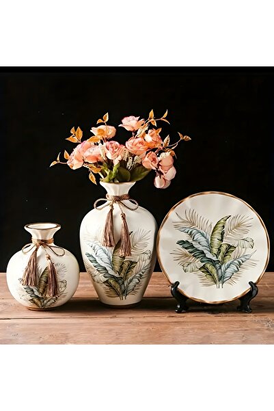 Felis Arte Lotus Leaves 3-Piece Vase Set, Ceramic