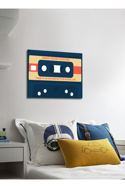 LOWHA Canvas Wall Art Stretched Over Wooden Frame with Cassette Tape Classic Design