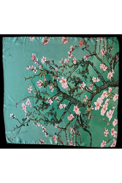 Luyiaccessory Vincent Van Gogh Çiçek Açan Badem Ağacı 55*55 İpek Vual Fular