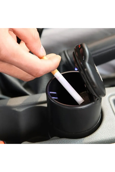 Generic Car Ashtray – Round Black, Portable with Lid, Smoke & Odor Control, Easy to Clean, Car Accessory