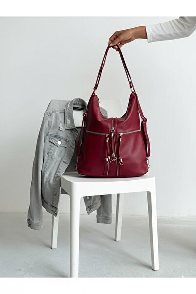 H&D COLLECTİON *Soft Faux Leather Cherry Women's Bag Suitable for Hand Shoulder and Back Use 34*39 cm