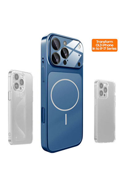 Apple Husa MagLens » iPhone 17 Pro Max, SlimCase, GlassGuard, Skin S17, Titan, ALBASTRU