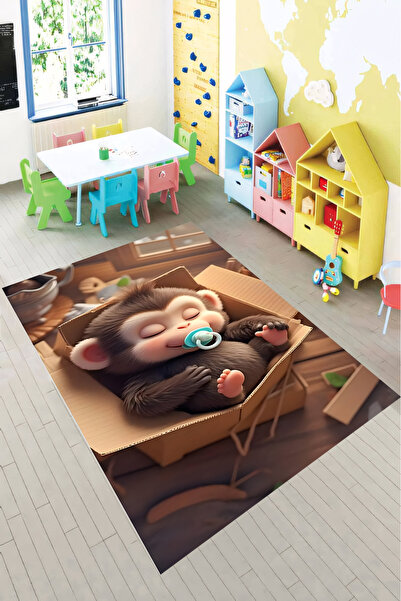 Reyhani Yavru Maymun Desenli Kaymaz Taban Makinede Yıkanabilir Çocuk Gamıng H...