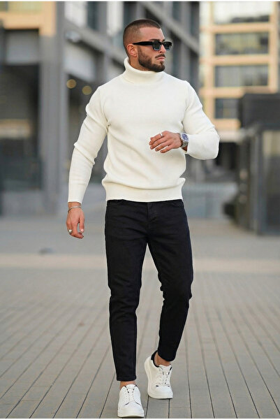 MADZEYMODA Men's Boyfriend Fit Black Denim Jean Pants Bf-045