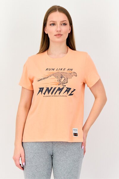 Under Armour Women Loose Fit Short Sleeve Running T-Shirt, Coral