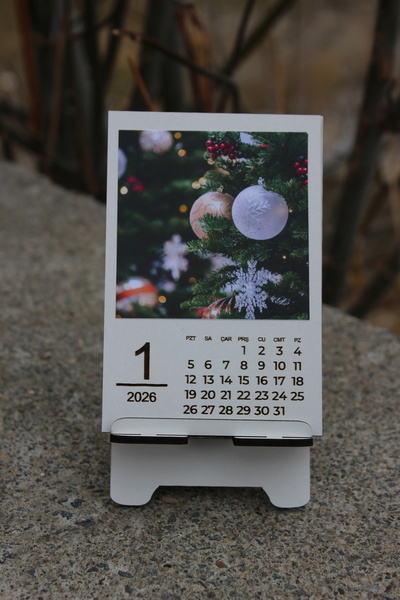 şeyma lazer Yeni Yıl 2026 Masaüstü Takvim Ahşap