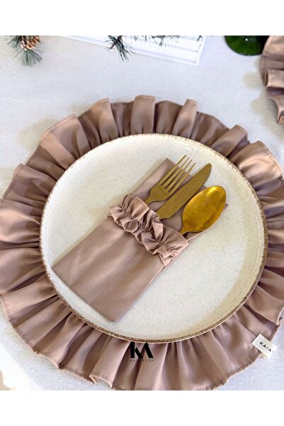 KaiAtelier Husă pentru tacâmuri Sienna cu volane, din in, cu 3 compartimente,...