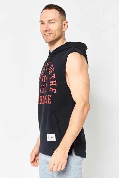 Under Armour Men Loose Fit Sleeveless Training Hoodie, Black