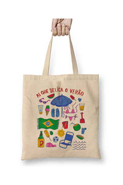 Toyaso Brazilian Summer Brazil 01 White Cloth Bag Long Handle Shopping Bag Beach Bag