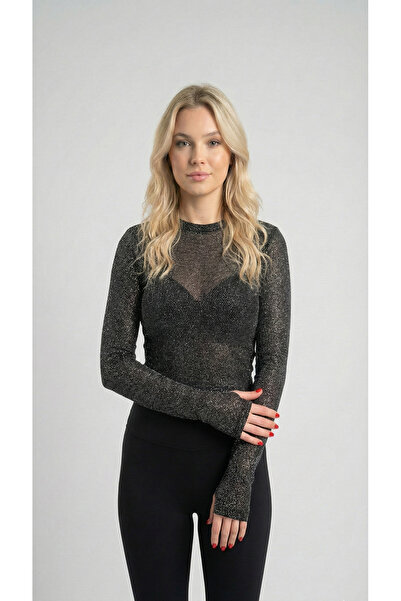 Sibel Günay Butik Ελαφριά διαφανής μπλούζα με λεπτομέρεια από το δάχτυλο, αση...