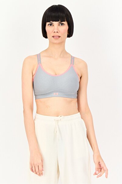 Under Armour Women Brand Logo Padded Training Sports Bra, Grey