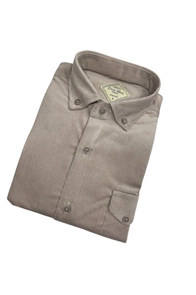 GÖMLEK GALERİSİ Slim Fit Kadife Fitilli Spor Erkek Gömlek