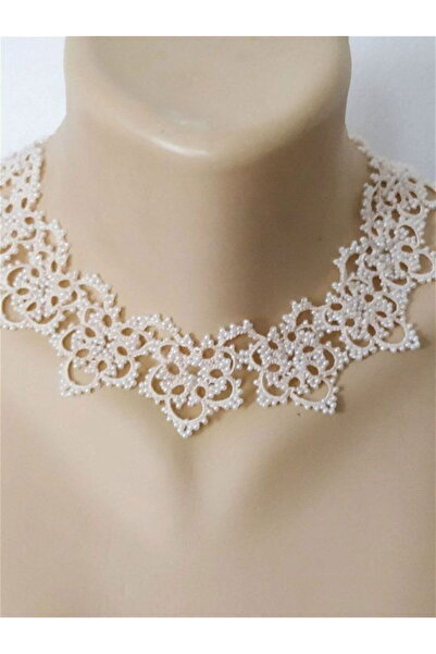 Ileanabiju Ivory lace tatting necklace, ivory lace necklace, unique jewelry, tatting jewelry