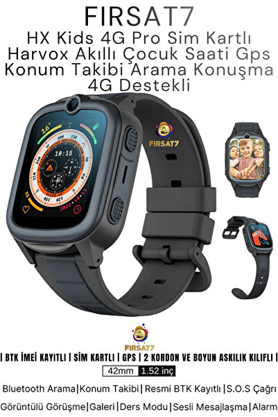 Fırsat7 HX Kids 4G Pro Sim Kartlı Harvox Akıllı Çocuk Saati Gps Konum Takibi ...