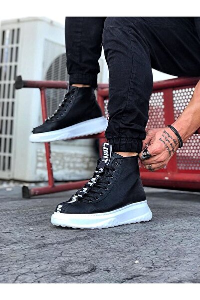 Mhoda Shoes Rlx03 Men's Sports Casual Lace-Up Leather Boots Cbt - Black