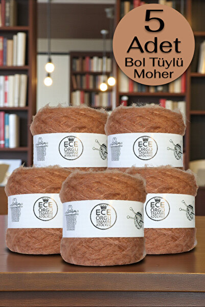 Ece Örgü Tasarım Atölyesi Karamel rengi, bol tüylü moher örgü ipi (500 gr.)