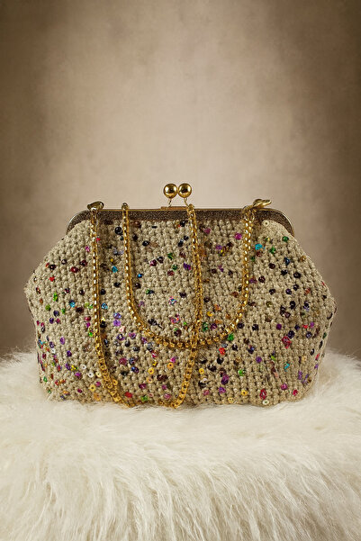 MAZSAY Dora El İşlemesi Pullu Makrome Çanta