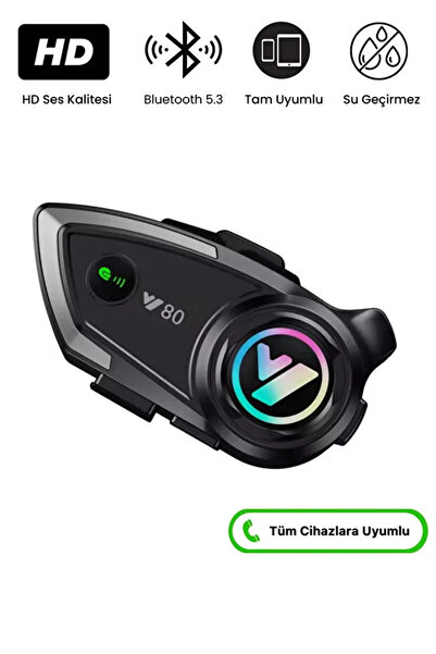 KAZEMTECH Y80 Intercom Motosiklet Kask Kulaklık BT 5.3 Işıklı Motorsiklet Int...