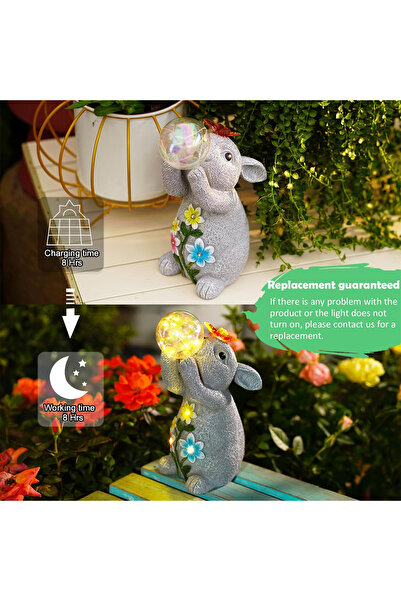 OEM Garden, terrace, balcony decoration with LEDs and solar panel 26 cm, bunny