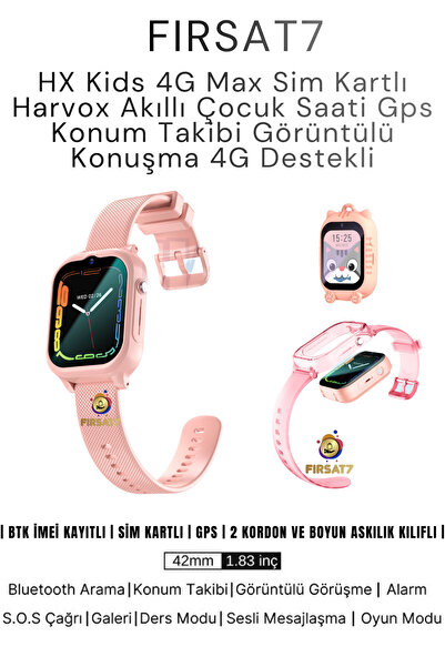 Fırsat7 HX Kids 4G Max Sim Kartlı Harvox Akıllı Çocuk Saati Gps Konum Takibi ...