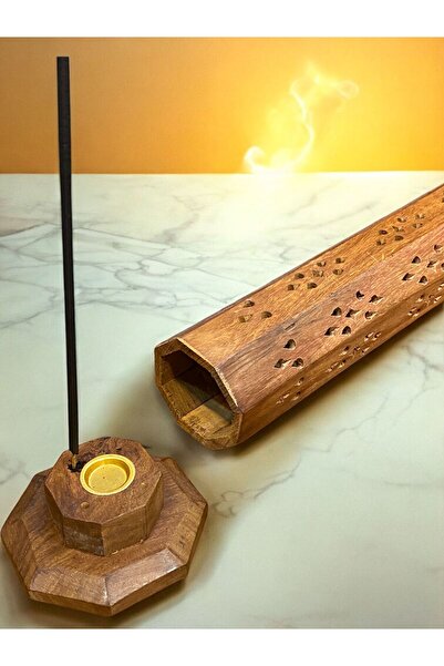 Hac AVM Tütsülük - Buhurdanlık Altıgen Ahşap Piramit Tütsülük – Kapaklı, Koni...