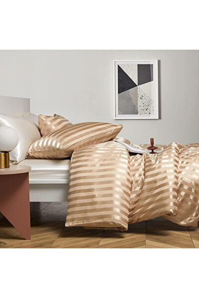 OEM Cream satin bed linen, duvet cover 240x220 cm, 2 pillowcases 65x65 cm