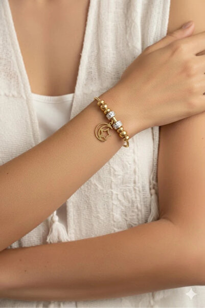 Dorvina 316L Steel Moon Star Figure Women Bracelet Gold Color Tube Chain