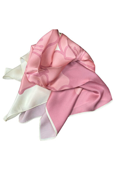 OMG Silk scarf, natural, 70x70cm, Pink Petals