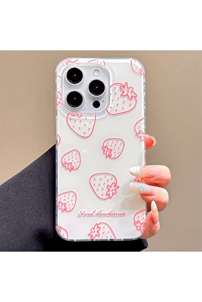 OSG iPhone 16 Plus Compatible Strawberry Popsocket Hand Grip 3D Super Design Case with Stress Wheel