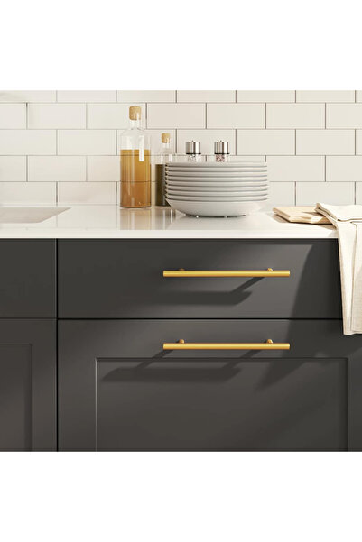 OEM Round golden zinc handles, length 256 mm between holes, 10 pieces