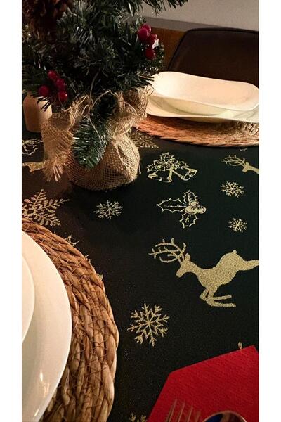 homease Seamless Fabric Jacquard Glitter Christmas Green Tablecloth