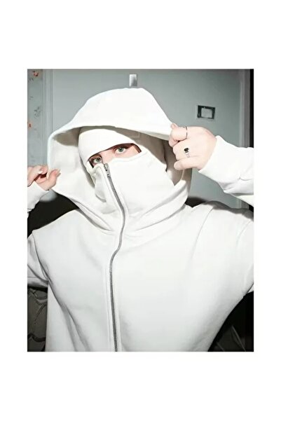 LAND MODA Kar Maskeli Ninja Unisex Sweatshirt Hırka 2iplik kalın polar