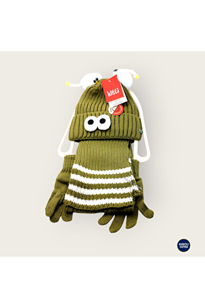 Kitti 4-8 Years Old Children's Beret Scarf Gloves Set of 3 with Cute Figures ...