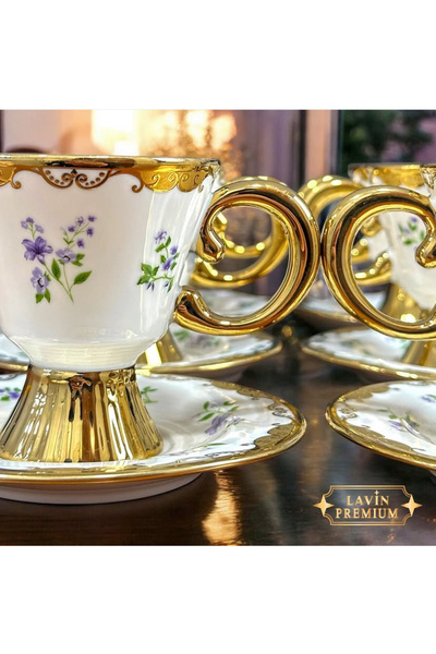 Lavin Ev dizaynım limana kahve fincan takımı (mor)