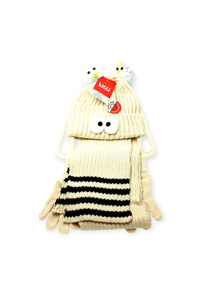 Kitti 4-8 Years Old Children's Beret Scarf Gloves Set of 3 with Cute Figures ...