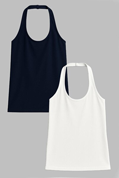 COTENCONCEPT 2 Pieces Cotton Blend Halter Neck Tank Top T-Shirt