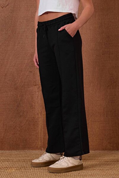 CELITA Women's piped Elastic Wide-Leg Pants with Lace-Up Waist