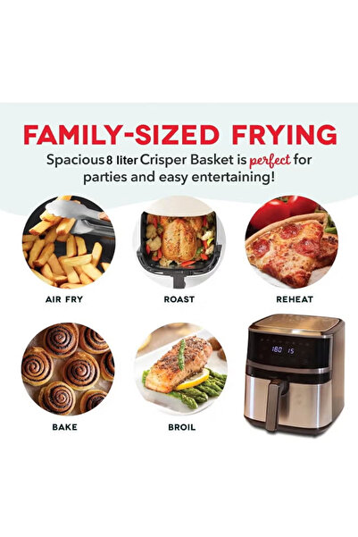 TOSCANA U 8L 1700W Automatic Air Fryer with Digital Control Display and Preheating Function