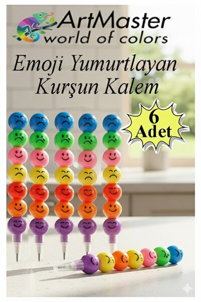 Artmaster قلم رصاص بتصميم إيموجي يصدر صوتًا، 6 قطع، قلم رصاص مرح بوجوه مبتسمة...