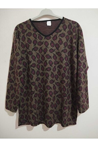 anne moda ankara Winter, Patterned, 95% Viscose, V-Neck, Soft Blouse