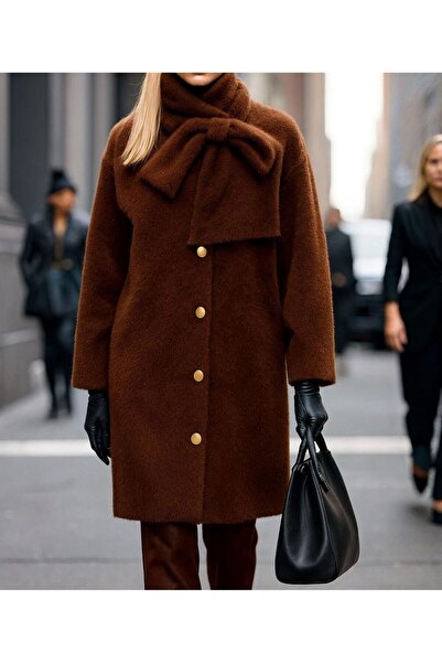 ikomteks Palton elegant pentru femei cu eșarfă moale