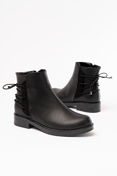 Zerenyus Zri̇n165-209 Premium Black Back Lace-Up Zippered Casual Women's Boots